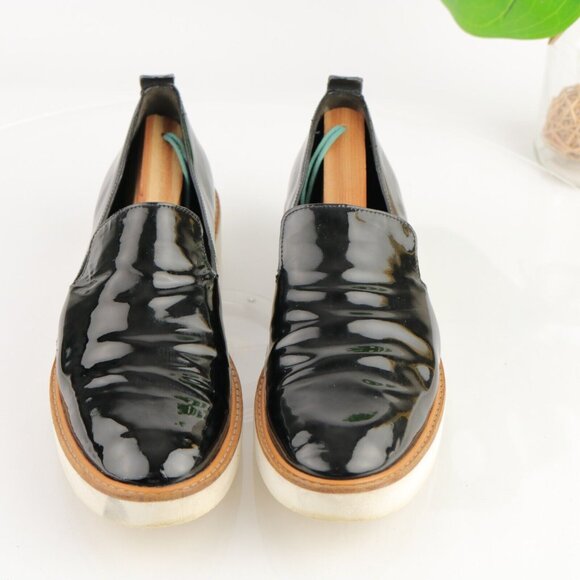 Vince Womens Sanders Loafer Size 8 Black Patent Sporty Platform Slip On Shoe - Picture 3 of 12
